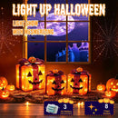 3 Pack Lighted Halloween Pumpkin Gift Boxes, 60 LED Battery Operated Jack O Lantern Decorations with Timer & 8 Modes