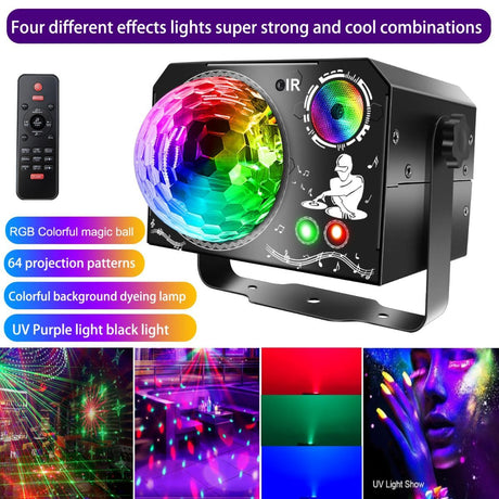 Disco Ball Light RGB Magic Ball Strobe Pattern Light with UV Light, Suitable for Home Parties, Halloween Parties, Bars, Christmas Parties and Weddings