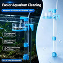 Waste Collector Aquarium Debris Remover, Blue Transparent Tube with Removable Mesh Cup Clip on Mount for Routine Water Care - Black - Size 1Pack
