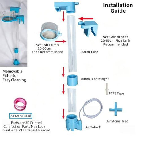 Waste Collector Aquarium Debris Remover, Blue Transparent Tube with Removable Mesh Cup Clip on Mount for Routine Water Care - White - Size 1Pack