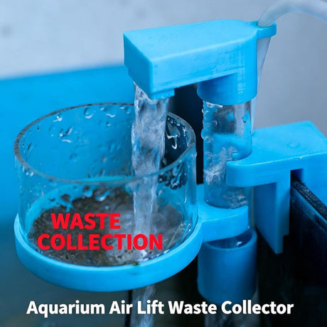Waste Collector Aquarium Debris Remover, Blue Transparent Tube with Removable Mesh Cup Clip on Mount for Routine Water Care - White - Size 1Pack