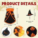 Halloween Cat Costume Cloak Witch Hat Pet Accessories Halloween Adjustable Pumpkin Pet Costumes Clothes Set, Halloween pet Costume Decor Cloak for Cats Dogs Puppy Halloween Carnival Party Supplies