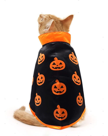 Halloween Cat Costume Cloak Witch Hat Pet Accessories Halloween Adjustable Pumpkin Pet Costumes Clothes Set, Halloween pet Costume Decor Cloak for Cats Dogs Puppy Halloween Carnival Party Supplies