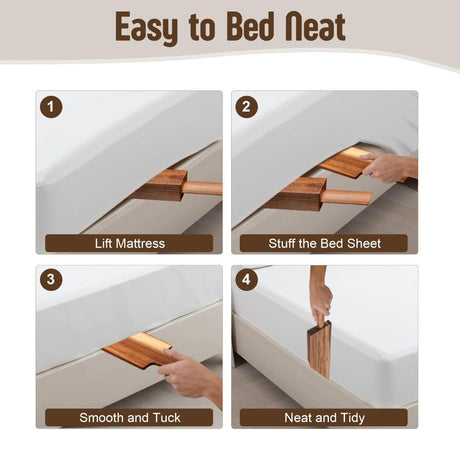 Acacia Wood Mattress Lifter Bed-Making Tool Set Mattress Lifting Wedge Bed