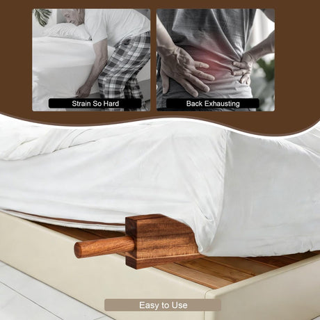 Acacia Wood Mattress Lifter Bed-Making Tool Set Mattress Lifting Wedge Bed