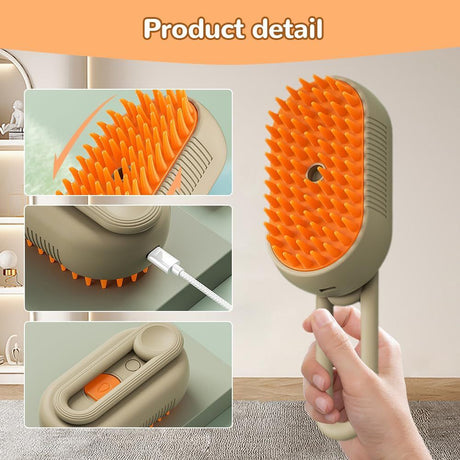 Rechargeable Pet Steam Comb 3 In 1 Pet Grooming Tool Pet Steam Brush Anti