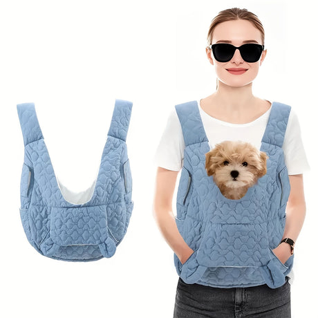 dog carrier vest, hands-free pet carrier, small dog carrier, dog hiking gear, pet travel accessories, Australian pet supplies, dog walking accessories, pet carrier vest -Blue