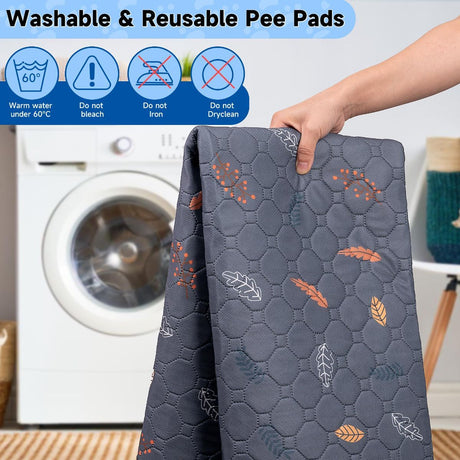 2-Pack Reusable Dog Urine Pads Dog Pee Pads Absorbent Dog Pads Dog Training Pads - Dark Gray / 36in*41in