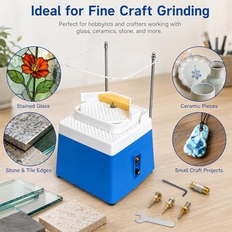 Stained glass grinder,4200r/min Glass grinder,with 5 Sizes Diamond Bits Automatic Water Filling Function, 5/8