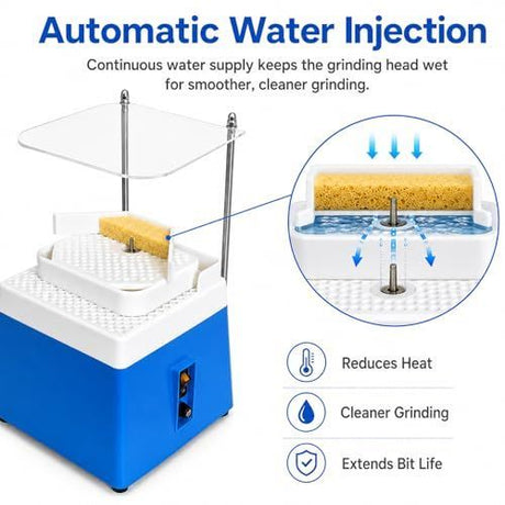 Stained glass grinder,4200r/min Glass grinder,with 5 Sizes Diamond Bits Automatic Water Filling Function, 5/8