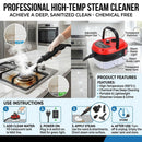 Versora Pro Car Steam Cleaner, 2500W Steam Cleaner, Lightweight High-Temp Steamer for Auto Detailing, Sofa, Tile & Grease, Large Tank + Brush Heads Included  - Red