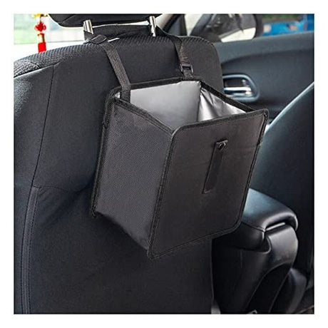 1Pack Foldable Waterproof Car Trash Can, Small | leakproof liner, hanging storage-bag design, fits most cars, SUVs, and trucks, car interior accessories - Black - Size 1Pack