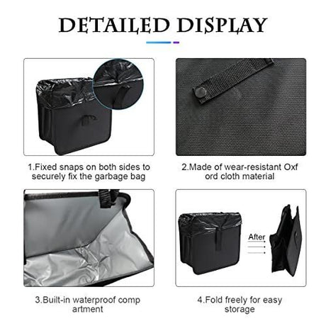 2Pack Foldable Waterproof Car Trash Can, Small | leakproof liner, hanging storage-bag design, fits most cars, SUVs, and trucks, car interior accessories - Black - Size 2Pack