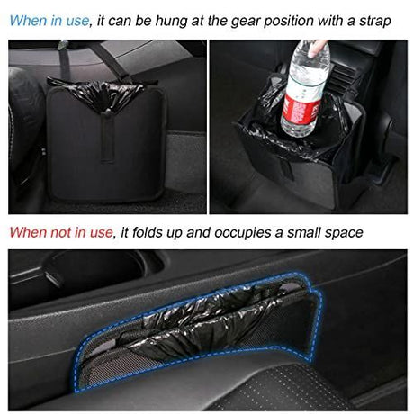 2Pack Foldable Waterproof Car Trash Can, Small | leakproof liner, hanging storage-bag design, fits most cars, SUVs, and trucks, car interior accessories - Black - Size 2Pack