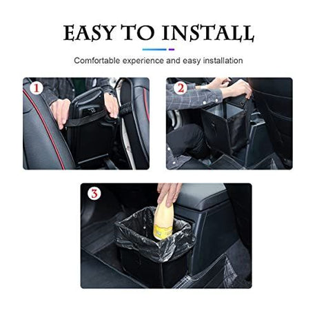 2Pack Foldable Waterproof Car Trash Can, Small | leakproof liner, hanging storage-bag design, fits most cars, SUVs, and trucks, car interior accessories - Black - Size 2Pack
