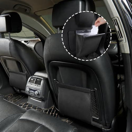 2Pack Car Trash Can Leak-Proof, 4 Pack Black Large Capacity Auto Trash Bin | With Magnetic Opening, Multi-Purpose Open-Top Car Organizer for Backseat, Console, Door, Phone, Drinks, and Small Items - Black - Size 2Pack