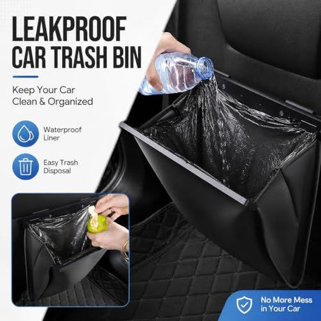 2Pack Car Trash Can Leak-Proof, 4 Pack Black Large Capacity Auto Trash Bin | With Magnetic Opening, Multi-Purpose Open-Top Car Organizer for Backseat, Console, Door, Phone, Drinks, and Small Items - Black - Size 2Pack