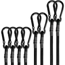 Bungee Cords with Carabiner Hooks Heavy Duty, Outdoor Black Bungee Straps, Strong Industrial Grade Elastic Bungee Rope for Securing Tarps, Luggage, Tents，Bikes, 12in + 24in + 48in，8pcs