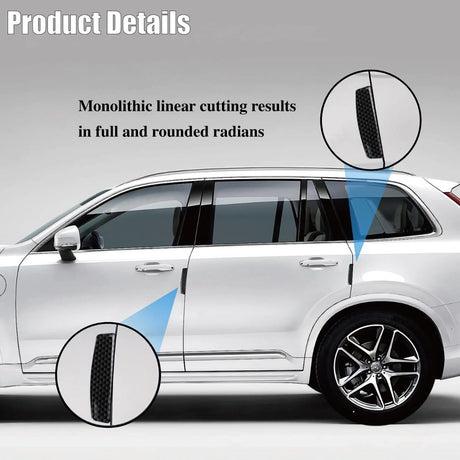 4PCS Universal Car Side Door Edge Guards Protector Real Carbon Fiber Door Edge Guard Protector Trim Molding Crash Scratch Protector Bumper Guard Protector Sticker Anti-Collision Strips - Black - Size 4PCS