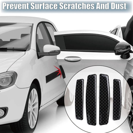 4PCS Universal Car Side Door Edge Guards Protector Real Carbon Fiber Door Edge Guard Protector Trim Molding Crash Scratch Protector Bumper Guard Protector Sticker Anti-Collision Strips - Blue - Size 4PCS