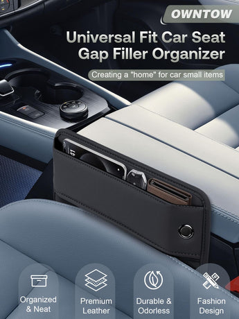 Premium Leather Car Seat Gap Filler Organizer (0.2”-1.2