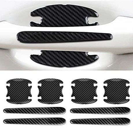 TPU Carbon Fiber Like Car Door Handle Cup Protective Sticker-8 PCS | Auto Door Paint Guard Car Door Cup Scratch Protection Films Universal Door Handle Cups Protective Pad