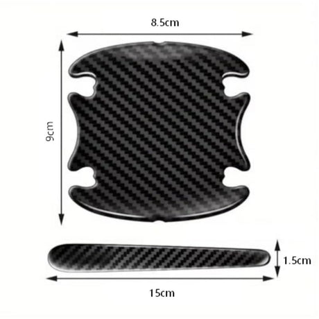 TPU Carbon Fiber Like Car Door Handle Cup Protective Sticker-8 PCS | Auto Door Paint Guard Car Door Cup Scratch Protection Films Universal Door Handle Cups Protective Pad