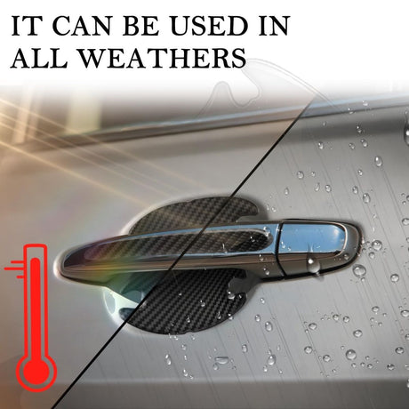 TPU Carbon Fiber Like Car Door Handle Cup Protective Sticker-8 PCS | Auto Door Paint Guard Car Door Cup Scratch Protection Films Universal Door Handle Cups Protective Pad