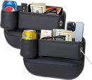Anti-Drop Car Seat Gap Filler Organizer, Premium Leather Console Organizer, Easy Access to Phone/Keys, Universal Fit for Car SUV Truck Multi-Purpose Essentials Organizer - Black - Size 2PCS