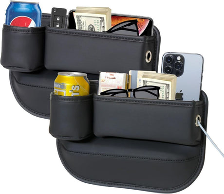 Anti-Drop Car Seat Gap Filler Organizer, Premium Leather Console Organizer, Easy Access to Phone/Keys, Universal Fit for Car SUV Truck Multi-Purpose Essentials Organizer - Brown - Size 2PCS