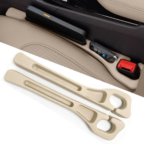 Car Seat Gap Filler Organizer of 2, 2 in 1 Car Gap Filler | Universal Gap Filler with Storage Pockets, No Drop Seat Guard for Phones Keys Cards,Car Accessories for Most Cars Trucks SUVs - Beige - Size 2PCS