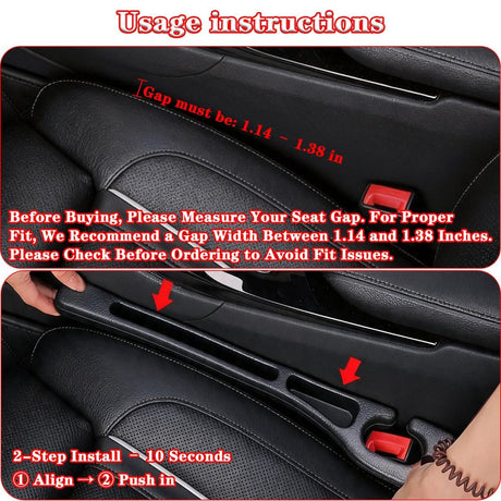 Car Seat Gap Filler Organizer of 2, 2 in 1 Car Gap Filler | Universal Gap Filler with Storage Pockets, No Drop Seat Guard for Phones Keys Cards,Car Accessories for Most Cars Trucks SUVs - Black - Size 2PCS