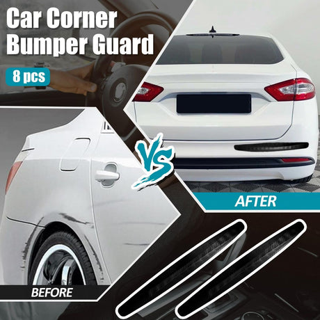 4-Packs Black Bumper Guard Strip | Anti-Collision Patch, Anti-Scratch Protector Trim, Universal for Cars SUV Pickup Truck - White - Size 4PCS