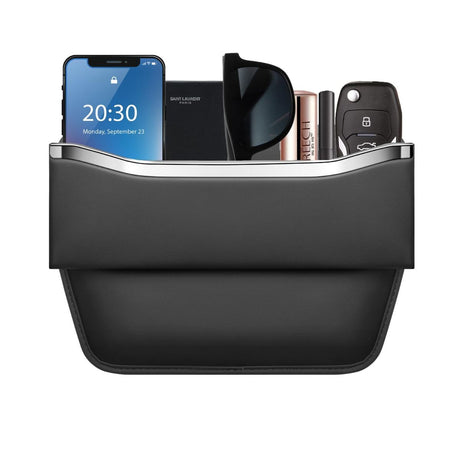 2Pack Car Seat Gap Filler Organizer - Leather Console Side Pocket Seat Storage - Stylish and Practical Car Accessories for Cars,SUV,Truck - Black - Size 2 Pack