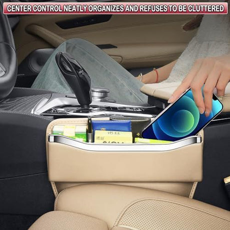 2Pack Car Seat Gap Filler Organizer - Leather Console Side Pocket Seat Storage - Stylish and Practical Car Accessories for Cars,SUV,Truck - Brown - Size 2 Pack