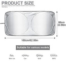 160x86cm Car Windscreen Sun Shade,Front Windshield Sunshade,Foldable Cover Visor Sunshades,Reflective UV Dust Protector,Automotive Ray Protection Block Parasol,Keep Your Vehicle Cool,Fit Various Sizes