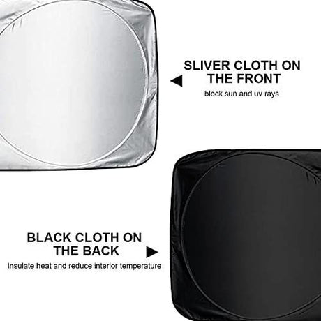 160x86cm Car Windscreen Sun Shade,Front Windshield Sunshade,Foldable Cover Visor Sunshades,Reflective UV Dust Protector,Automotive Ray Protection Block Parasol,Keep Your Vehicle Cool,Fit Various Sizes