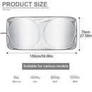 150x70cm Car Windscreen Sun Shade Front Windshield Sunshade Foldable Cover Visor Sunshades Reflective UV Dust Protector Automotive Ray Protection Block Parasol Keep Vehicle Cool Fit Various Sizes