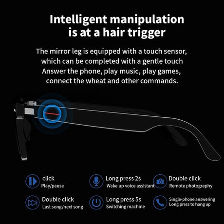 AI Smart Translation Glasses: 110+ Languages, Photochromic Lenses, Bluetooth – Ideal for Travel, Business & Daily Use（black）
