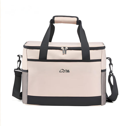 Beige Insulated Picnic Cooler Bag: Portable Waterproof Ice Bag for Outdoor Camping, Picnics & Home Use（17L）