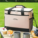 Beige Insulated Picnic Cooler Bag: Portable Waterproof Ice Bag for Outdoor Camping, Picnics & Home Use（17L）