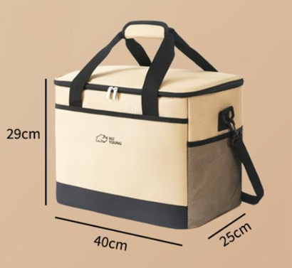 Beige Insulated Picnic Cooler Bag: Portable Waterproof Ice Bag for Outdoor Camping, Picnics & Home Use（30L）