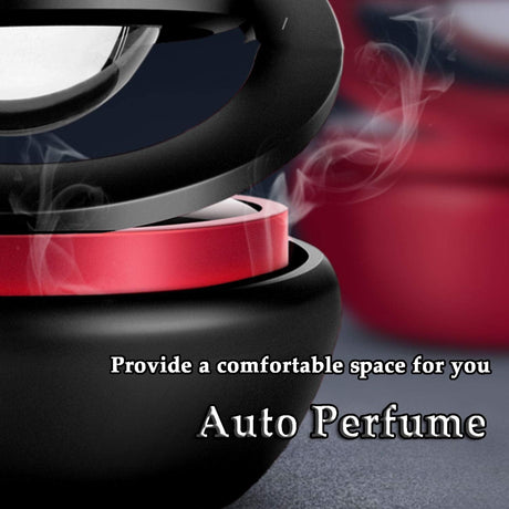 Black Solar-Powered Rotating Car Air Freshener: Space-Themed Dashboard Decor with Ocean Scent & 16 Cologne Pads