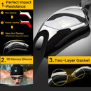 Black Swim Goggles Set with Cap, Nose Clip, Earplugs & Case: Anti-Fog UV Protection for Men & Women