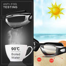 Black Swim Goggles Set with Cap, Nose Clip, Earplugs & Case: Anti-Fog UV Protection for Men & Women