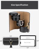 Black Travel Jewelry Case: 3-Layer PU Cylinder Organizer for Necklaces, Earrings, Gifts for Travelers & Jewelry Lovers