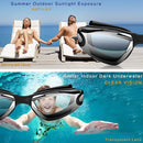 Blue Swim Goggles Set with Cap, Nose Clip, Earplugs & Case: Anti-Fog UV Protection for Men & Women