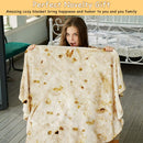 Burritos Tortilla Throw Blanket(Beige), Novelty Funny Round Blanket for Adults & Kids, Soft Flannel Tortilla Wrap Blanket（60",Teenagers）