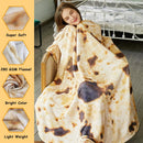 Burritos Tortilla Throw Blanket (Brown), Novelty Funny Round Blanket for Kids & Adults, Soft Flannel Tortilla Wrap Blanket（60",Teenagers）