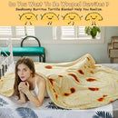 Burritos Tortilla Throw Blanket (Yellow), Novelty Funny Round Blanket for Kids & Adults, Soft Flannel Tortilla Wrap Blanket（60",Teenagers）